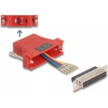D-Sub 25-pin female to RJ12 female assembly kit, DELOCK, red