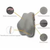 Lumbar support pillow MDH DRQE3S0BBXUXP — memory foam ergonomic, 450×410×105 mm, density 55 kg/m³, grey, pouch included