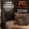 Power splitter MACLEAN MCE249 F/B — 2 AC sockets (16A + 6A) with 2×USB-A and 2×USB-C PD 20W, EU plug, black