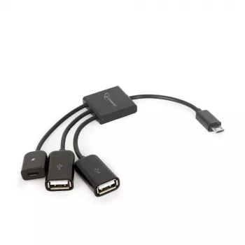 USB OTG cable Micro BM -> 2xUSB-AF + BF Micro 13cm