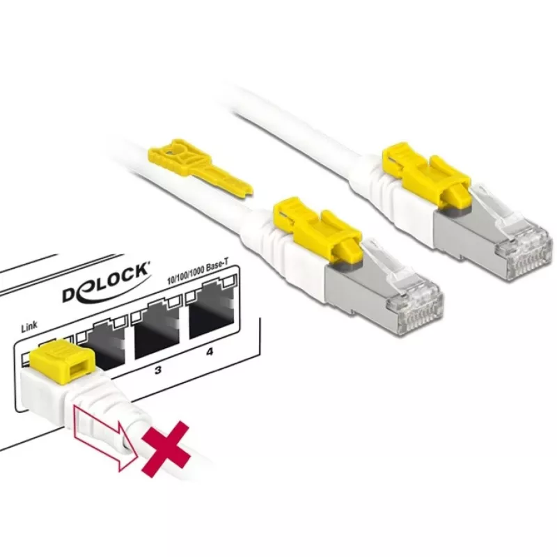 Networking Cable DeLOCK 85330 RJ-45 Cat6a 0.5m White