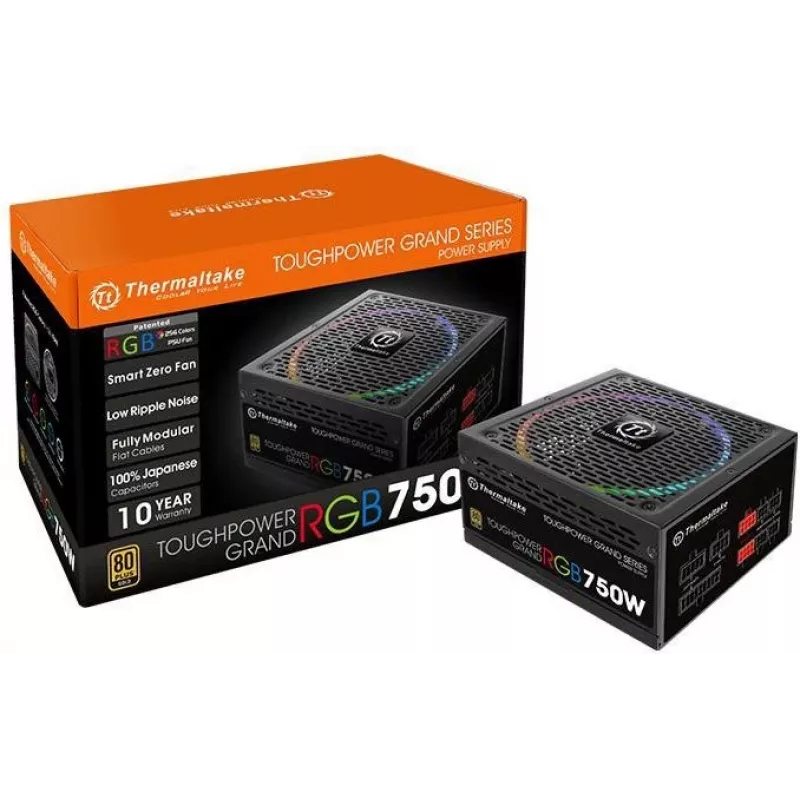 Thermaltake ToughPower Grand RGB 750W Gold - Power Supply (internal) - ATX12V 2.4/ EPS12V 2.92 - 80 PLUS Gold - AC 100-240 V - 750 Watt - Active PFC -