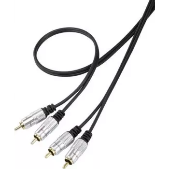 SpeaKa Professional SP-7870144 RCA Audio Connection Cable [2x RCA-Plug - 2x RCA-Plug] 1.00 m Black SuperSoft-jacket, Gold-Plated Plug Contacts (SP-7870144)