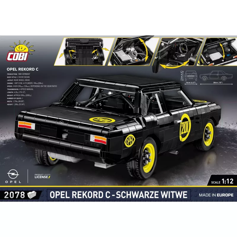 Building set Cobi Opel Rekord C, plastic model car, 2078 pieces, age 10+