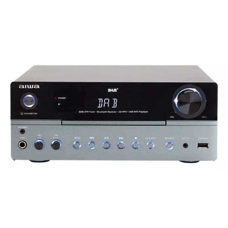Home audio micro system Aiwa MSBTU-700DAB — 25W RMS, DAB+/FM, Bluetooth 10m, tray CD, LED display, Black/Arctic blue
