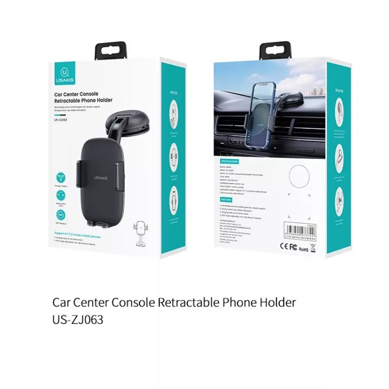 Car holder usams ZJ063 for cockpit or windshield, adjustable angle