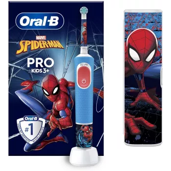 Oral-B | Vitality PRO Kids Spiderman | Electric Toothbrush with Travel Case | Rechargeable | For children | Blue | Number of brush heads included 1 | Number of teeth brushing modes