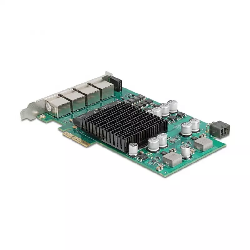 Network Card DELOCK PCI Express x4 Gigabit LAN 4xRJ45 PoE+