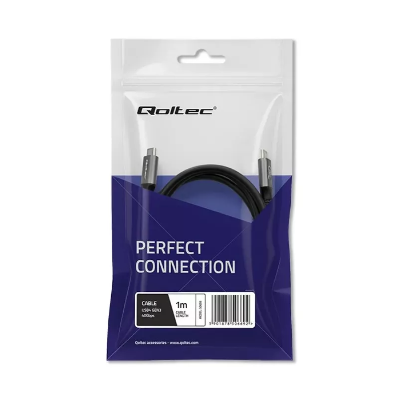 USB-C cable QOLTEC USB4 240W for Thunderbolt 3/4, 40 Gbps, 240 W power delivery