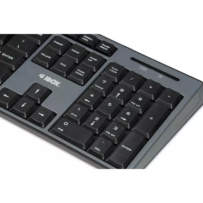 IBOX Desktop Kit Pro wireless keyboard and mouse, QWERTY full-size 104 keys, 2.4 GHz, 1200 DPI, black