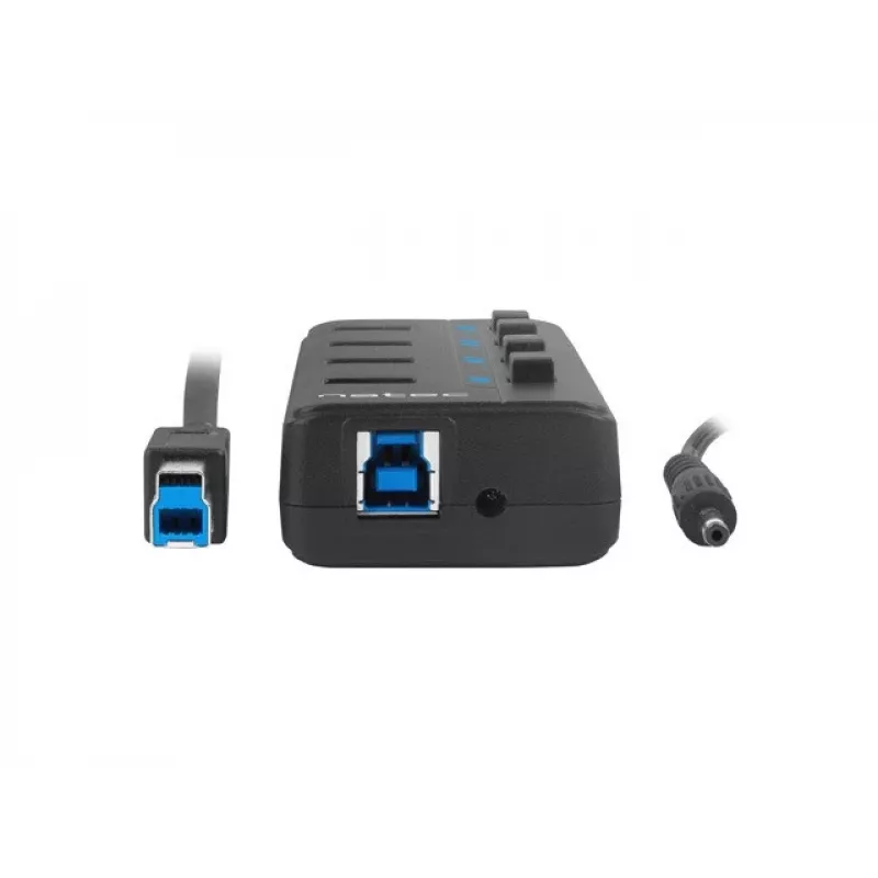 USB hub NATEC MANTIS USB 2.0 Type-B — 4x USB 3.2 Gen 1 Type-A ports, black, 0.8 m cable, AC adapter, power switch
