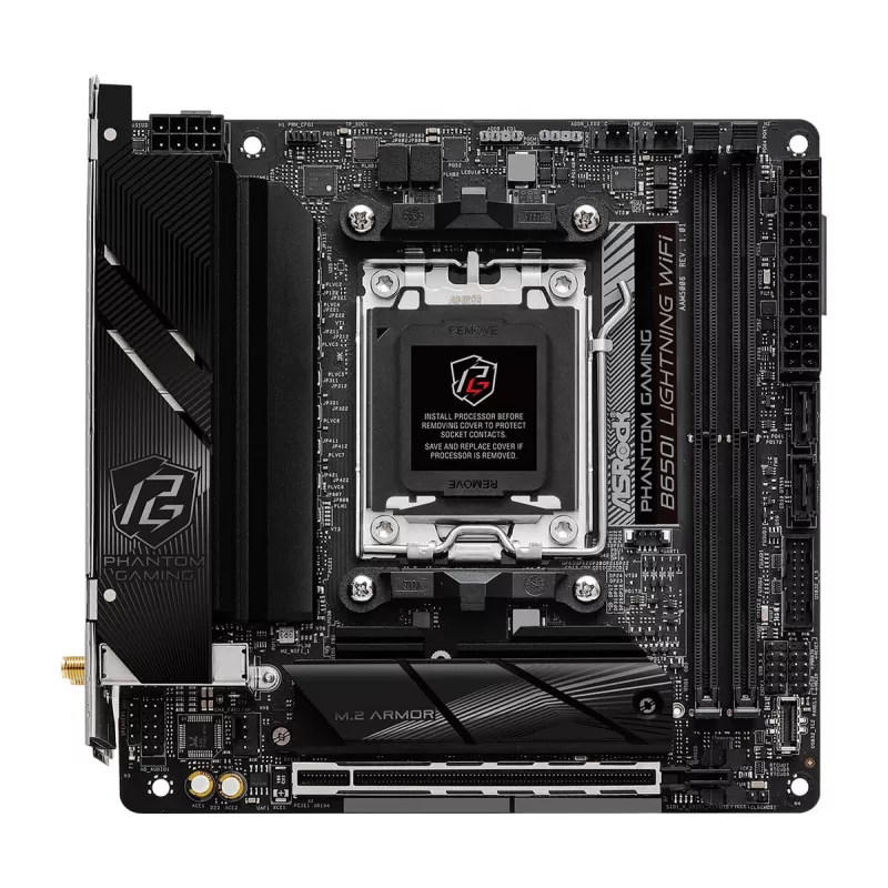 Mini-ITX motherboard ASRock B650I Lightning WiFi — AMD B650, Socket AM5, DDR5, 2 DIMM (max 96 GB), Wi‑Fi 6E, 2.5Gb LAN