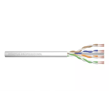 Network Cable Digitus CAT 6 U/UTP twisted pair patch cord raw 100m Grey