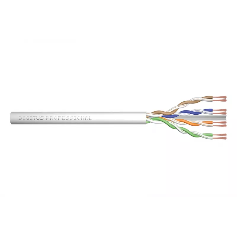 Network Cable Digitus CAT 6 U/UTP twisted pair patch cord raw 100m Grey