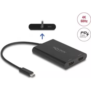 USB Type-C to 2× HDMI 4K 60 Hz Adapter Delock 64309 (DisplayLink)