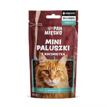 Cat treats Pan Miesko Mini Duck Sticks with Catnip 50 g — Hypoallergenic, Grain- and Soy-Free Snack for Adult Cats