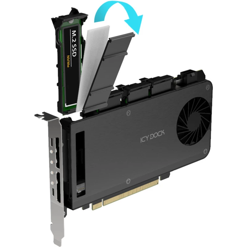 Adapter card 4 x M.2 NVMe SSD mobile rack, icy dock MB204MP-B