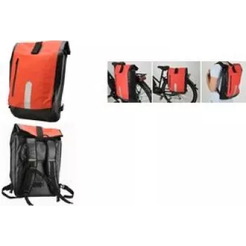 Bike pannier FISCHER 86282 waterproof red/black PVC polyester, single bag