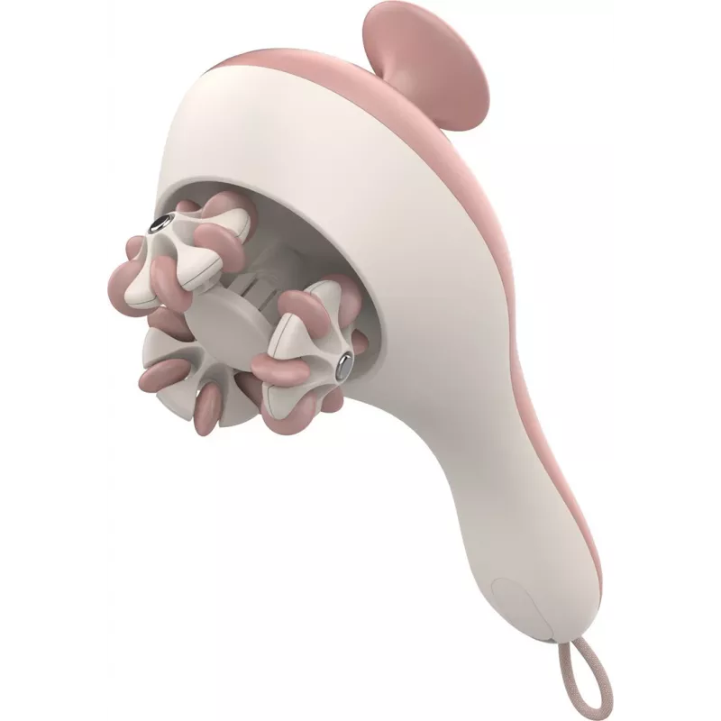 Handheld rolling massager Medisana AC 950 — cordless Li‑Ion, 2 power levels, ergonomic handles, 381 g, rose gold/white