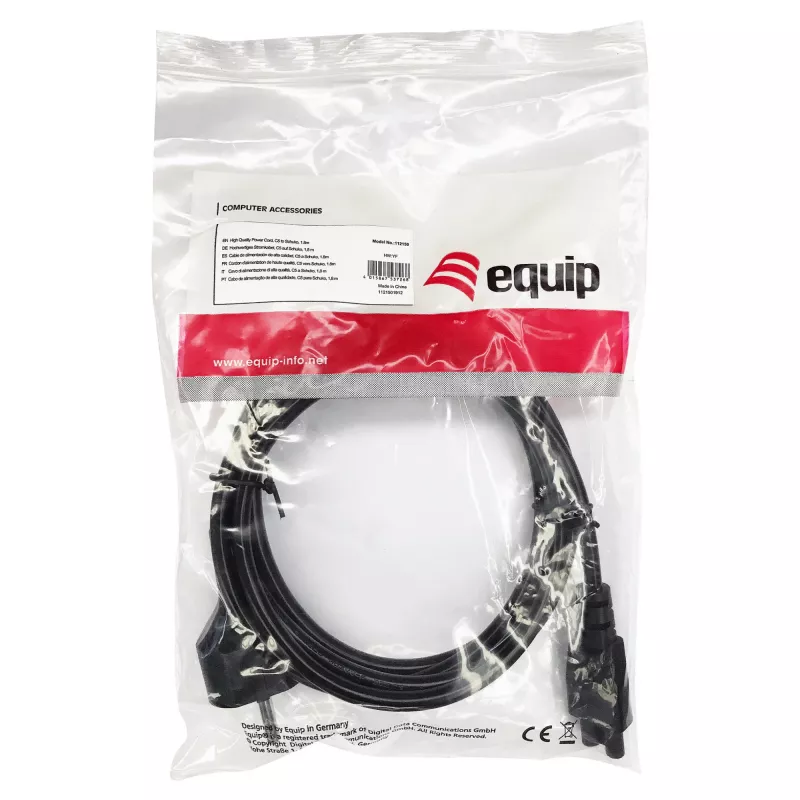 Equip High Quality Power Cord, C5 to Schuko