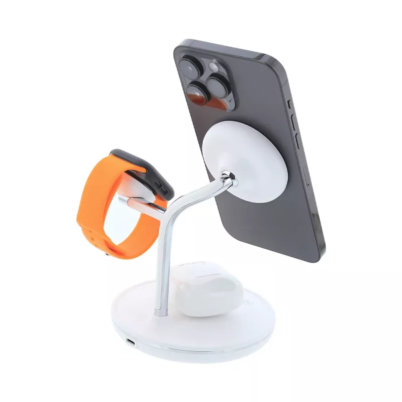 Wireless Desk Charger Tellur TLL151391 3in1 MagSafe Fast Charging for Phone, Watch and Earbuds