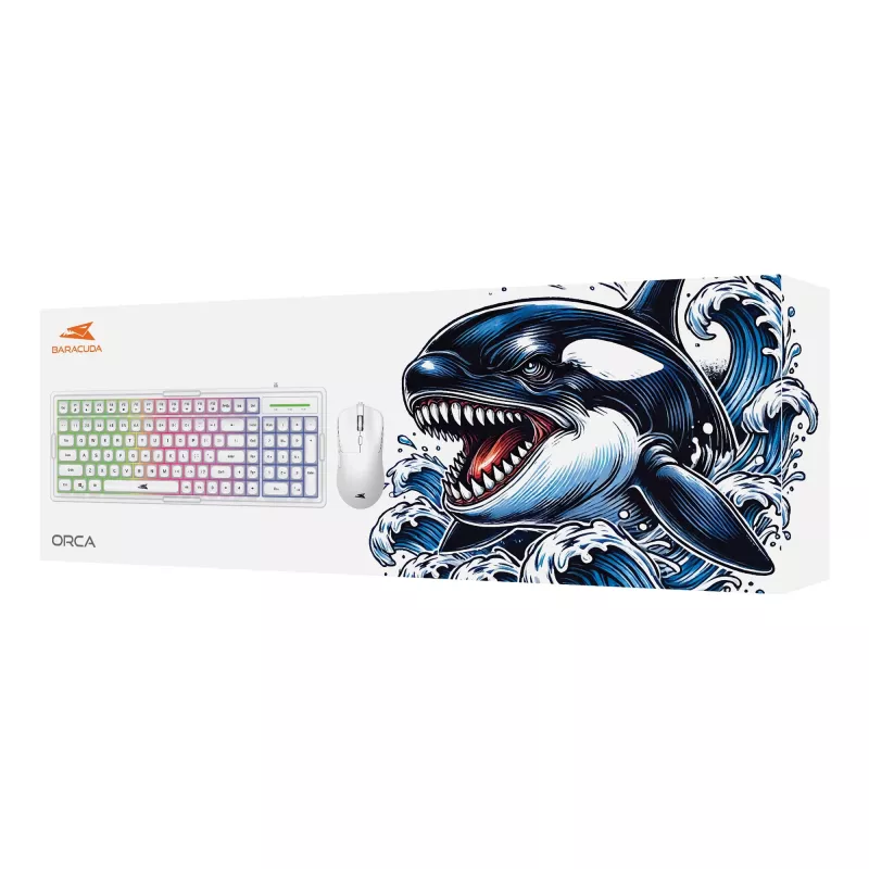 Keyboard and Mouse Combo Baracuda BGC-012 Orca White — white keyboard and mouse set