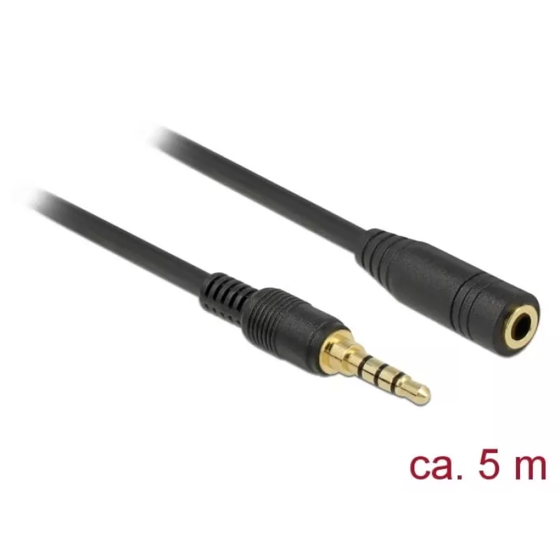 Audio Cable 3.5mm Male to Female DeLOCK 85635 5m Black