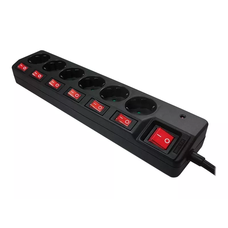 Power Extension LogiLink LPS233 1.5m 6 AC Outlets Indoor Black