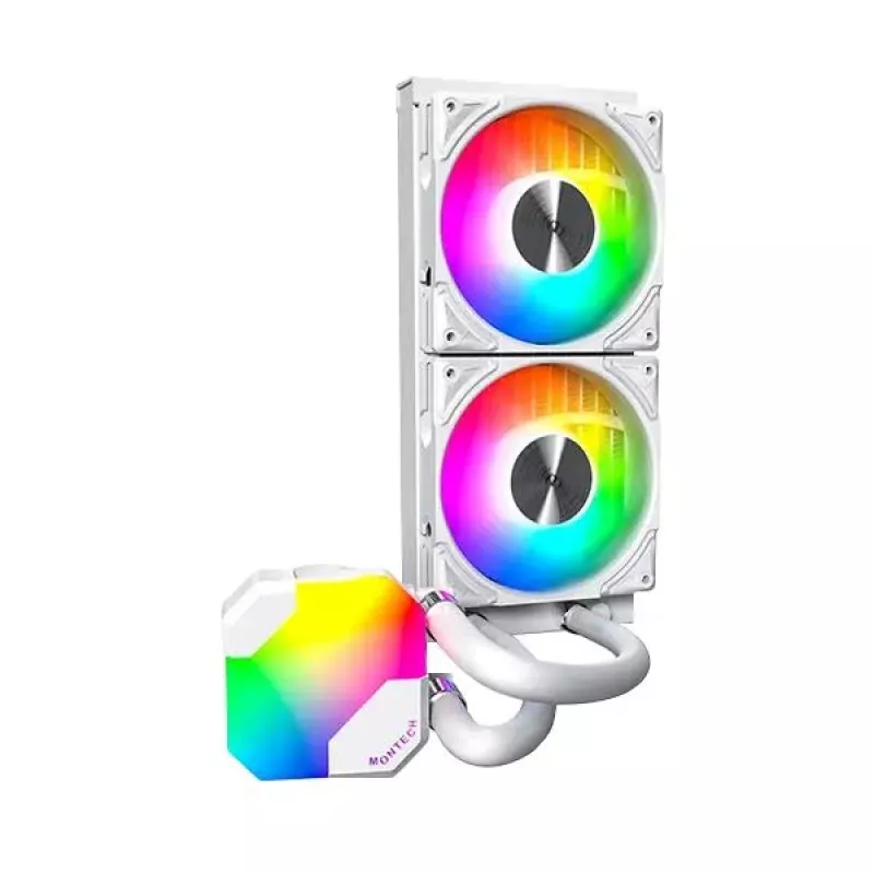 AIO water cooler Montech Hyper Flow ARGB 240 mm White — 240 mm radiator, ARGB lighting, white finish