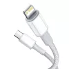USB-C to Lightning Baseus High Density Braided Cable, 20W, PD, 2m (white)