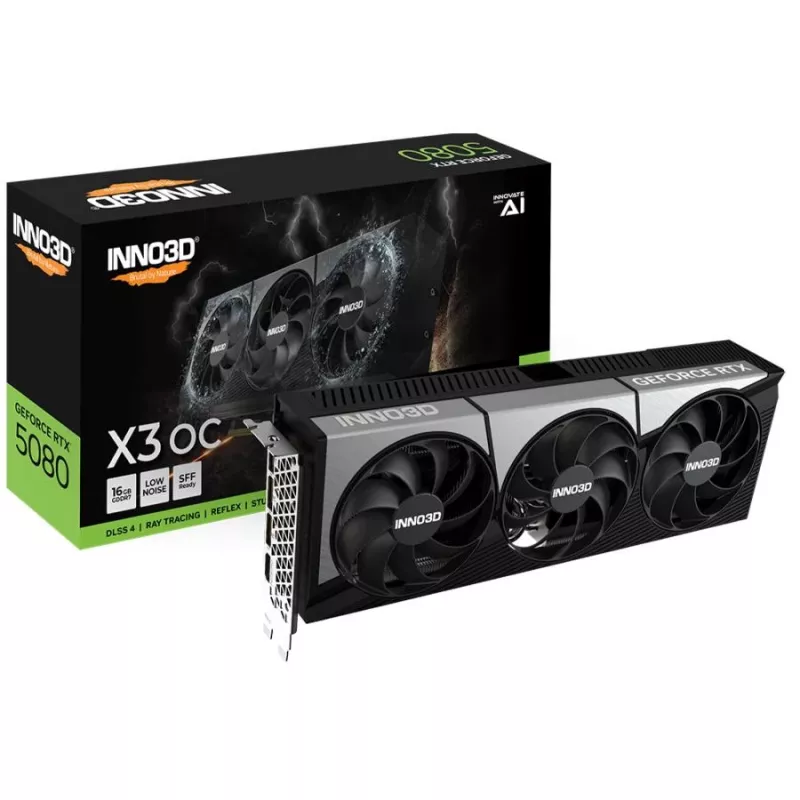 Video card Inno3D GeForce RTX 5080 16 GB GDDR7, PCIe 5.0, 256-bit, 300×120×50 mm