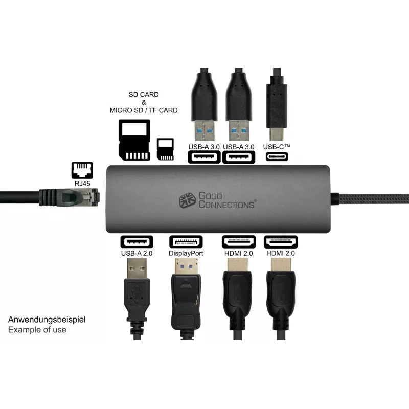 Alcasa HUB-C001A interface hub USB Type-C 5000 Mbit/s Anthracite