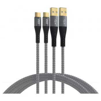 EFB Elektronik USB-A to USB-C cable set 60W QC 3A 2x3m Grey - Digital/Data (USB-AC-00009)