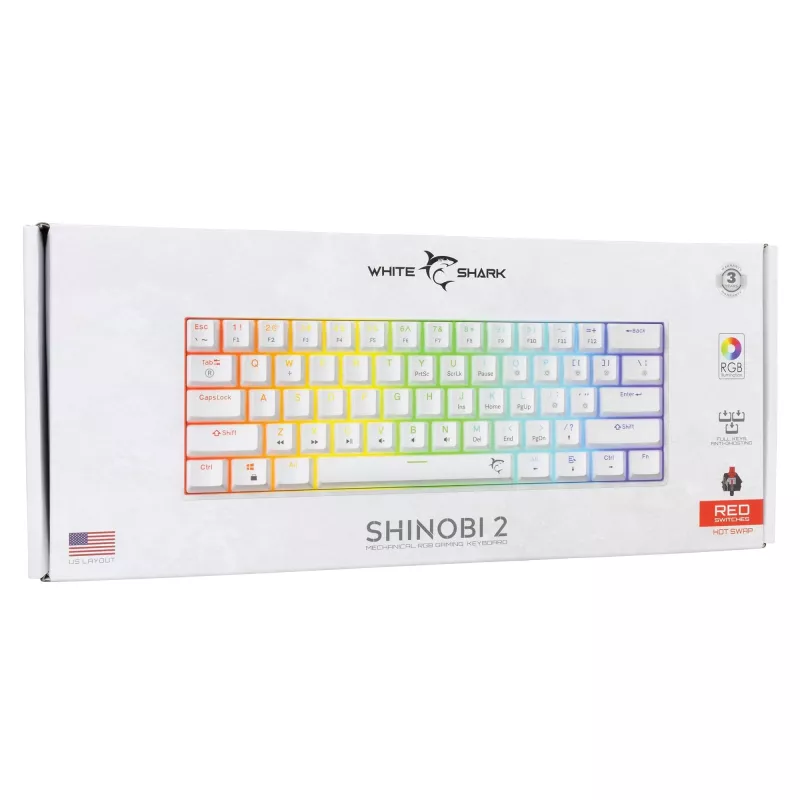 Wired mechanical keyboard White Shark Shinobi-2 (GK-004211) — US layout, Red switches, white