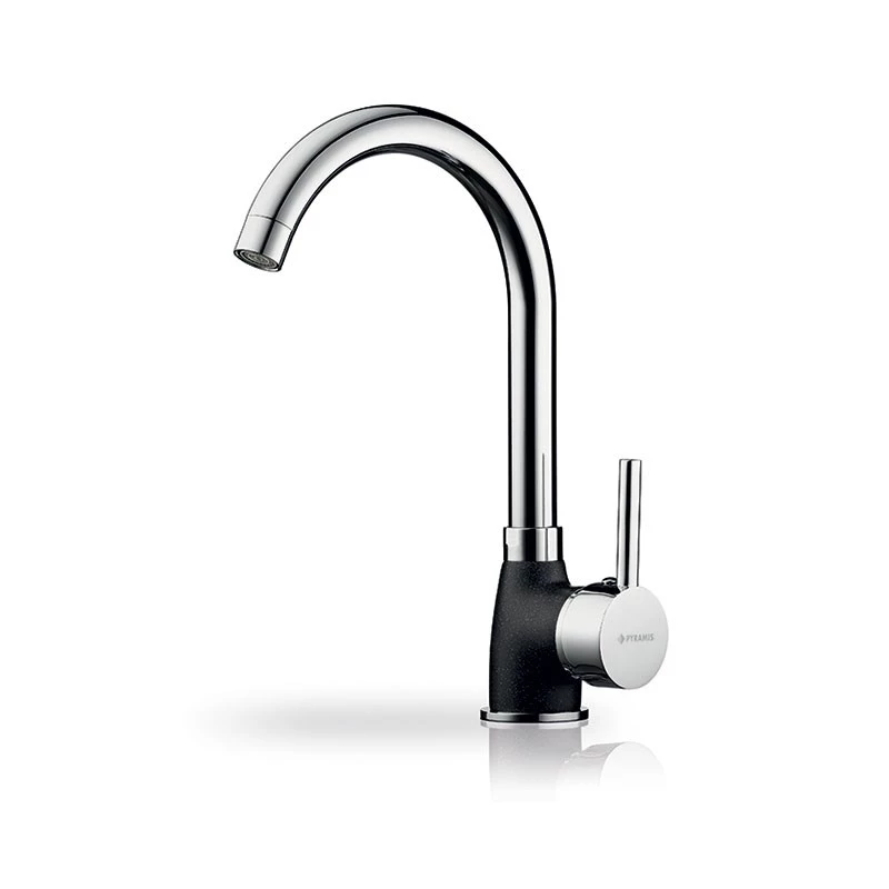 Kitchen mixer PYRAMIS Bello Duo — granite body, chrome head, single lever, rotating C-spout, 30 cm height, 220 mm spout reach