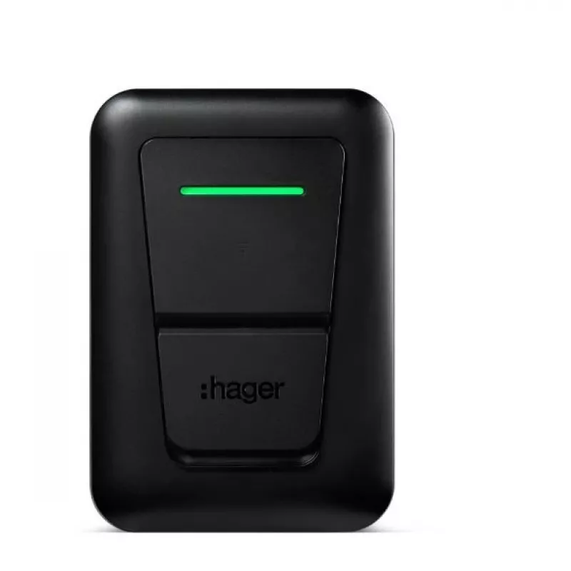 Wall‑mount EV charging station Hager witty one 11 kW 3‑phase with Type 2 socket, RFID, Bluetooth, 4.5 m cable, IP55, IK10