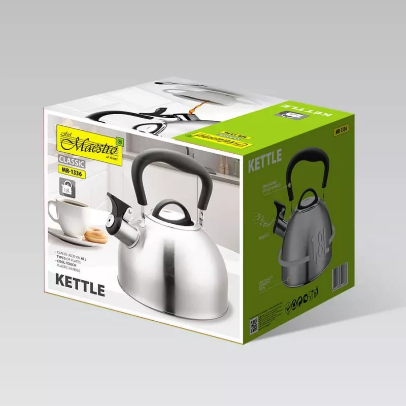 Electric kettle Maestro MR-1336 1.8 L, stainless steel housing, black cool-touch handle