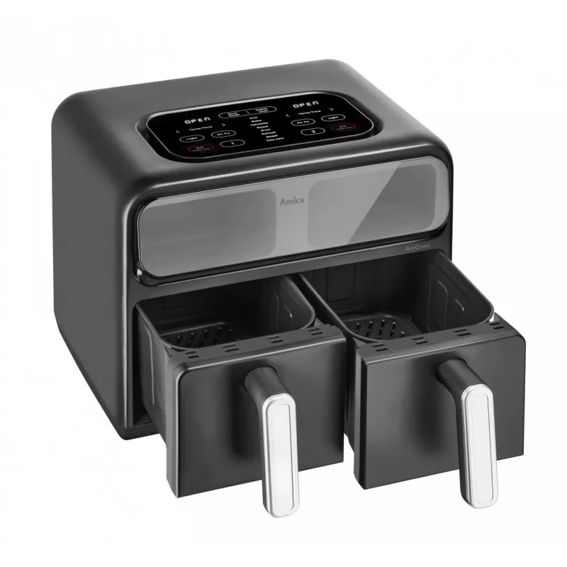 Amica AFM 7020 Double Air Fryer, 8 L, 2400 W, Black