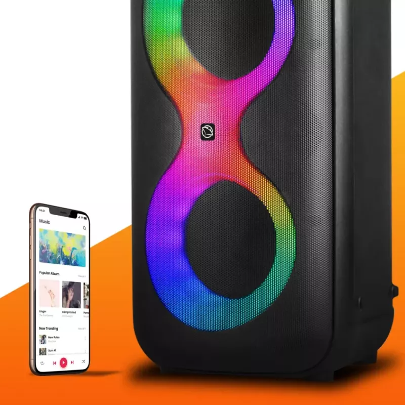 Portable music center MANTA SPK0401B100 Bluetooth speaker, 100 W peak, FM radio, karaoke, built-in battery, X-BASS