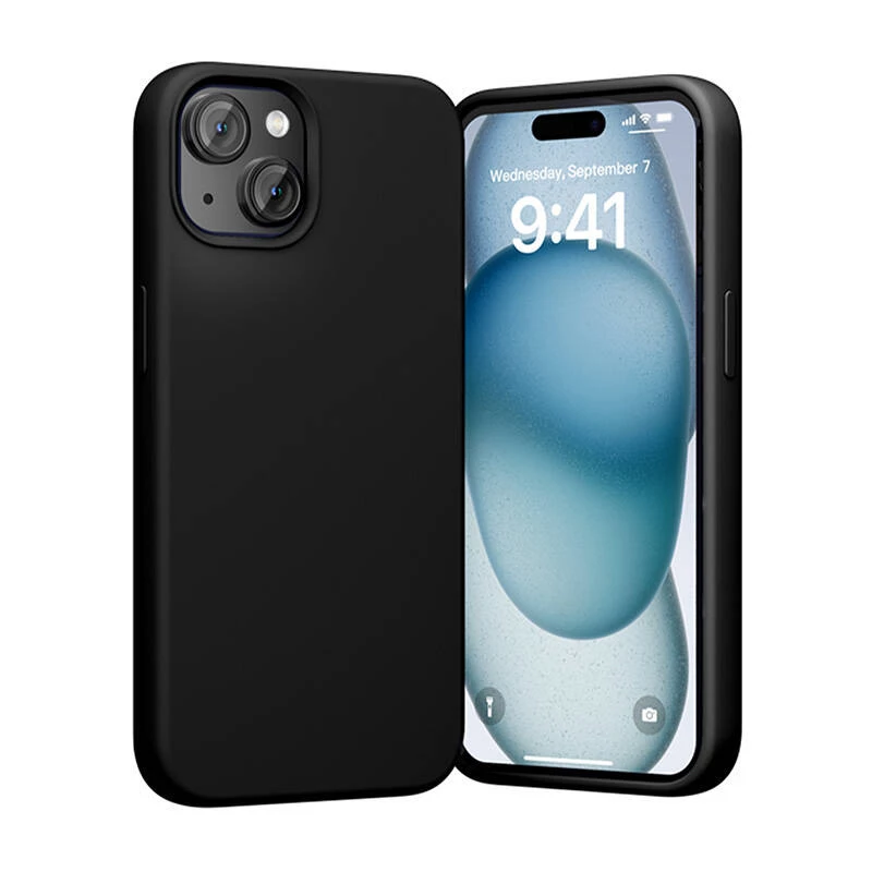Silicone case Vention KUFB0-20 for iPhone 15 Plus — black, slim protective cover