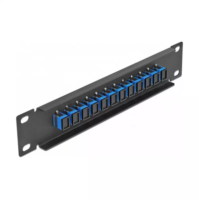 Fiber Optic Patch Panel DeLOCK 10 inch 12 Port SC Simplex blue 1U black