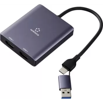 Renkforce RF-6418198 USB-C HDMI Adapter[1x USB-A - 2x] Grey 4K UHD 15 (RF-6418198)