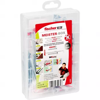 FISCHER dowel set DUOLINE Light Grey Red — 91 pieces, mixed sizes for masonry and drywall