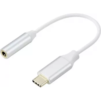 Renkforce RF-6056890 USB-C® / jack Adapter [1x USB-C® - 1x Audio, stereo (3.5 mm jack)] White Aluminium-Plug 0.1 m (RF-6056890)