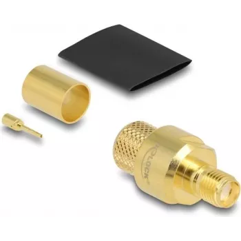 RF coaxial SMA female crimp connector by DELOCK for LMR400 cable with heat-shrink sleeve