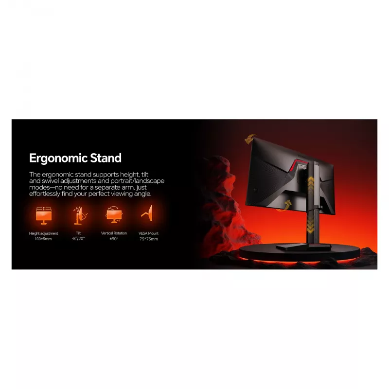 Computer monitor Koorui G2722P 27 inch (68.6 cm) Quad HD 2560×1440, 1 ms, 16:9, VESA, height adjustable — Black