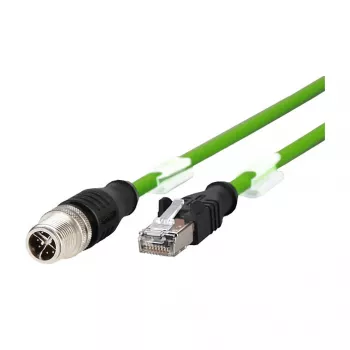 METZ CONNECT - Network Cable - 8 pin M12-X (M) to RJ-45 (M) - 2,0m - Shielded - CAT 6a - Shielded, Snagless, Stranded - Green (142M2X15020)