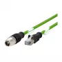 METZ CONNECT - Network Cable - 8 pin M12-X (M) to RJ-45 (M) - 2,0m - Shielded - CAT 6a - Shielded, Snagless, Stranded - Green (142M2X15020)