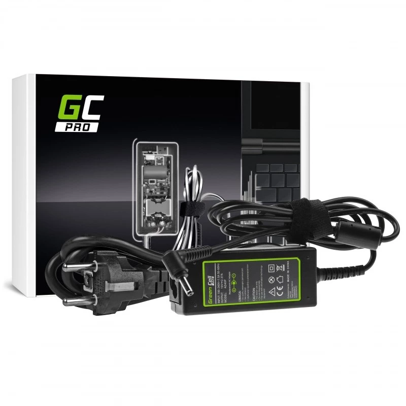 Power adapter Green Cell AD40P 45W for laptops, 19V 2.37A, AC-to-DC, 100–240V input, black
