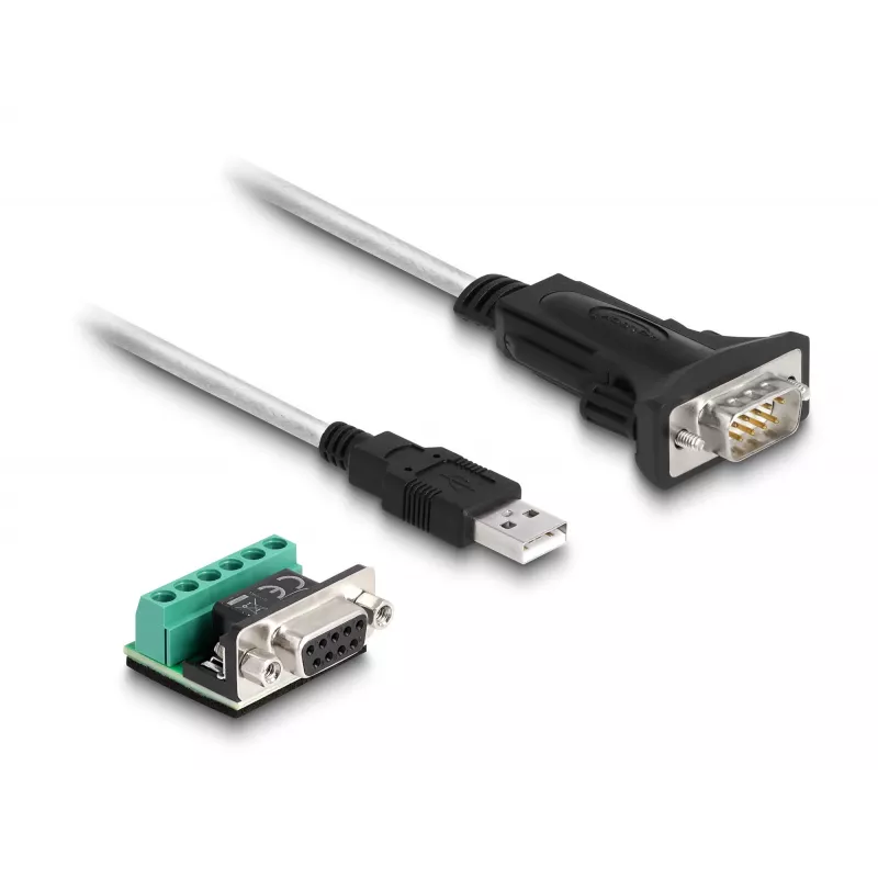 DeLOCK 63465 Serial Cable Black Transparent 1.8m USB Type-A DB-9